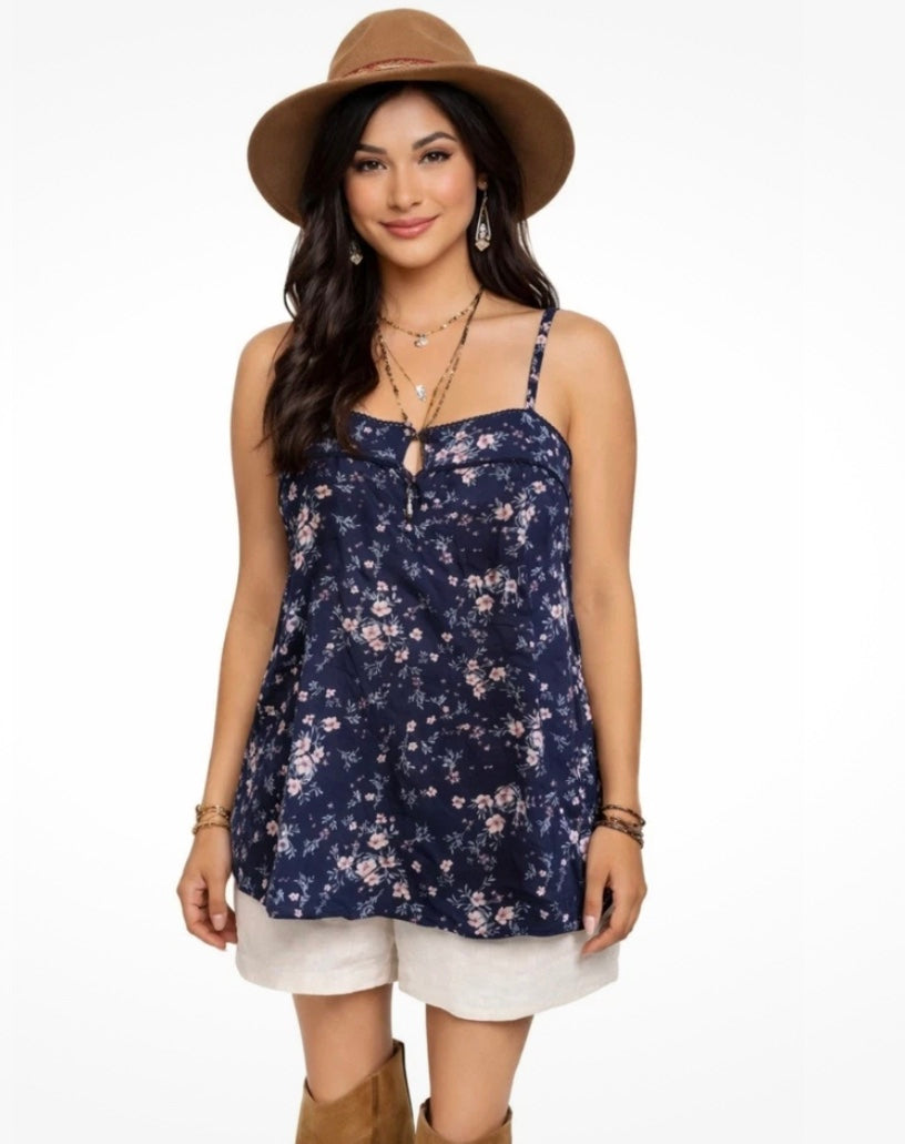 Old Navy Sz Medium Tall Halter Blue Floral