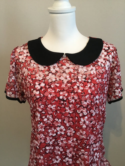 Adrienne Vittadini Red Floral Blouse sz Large