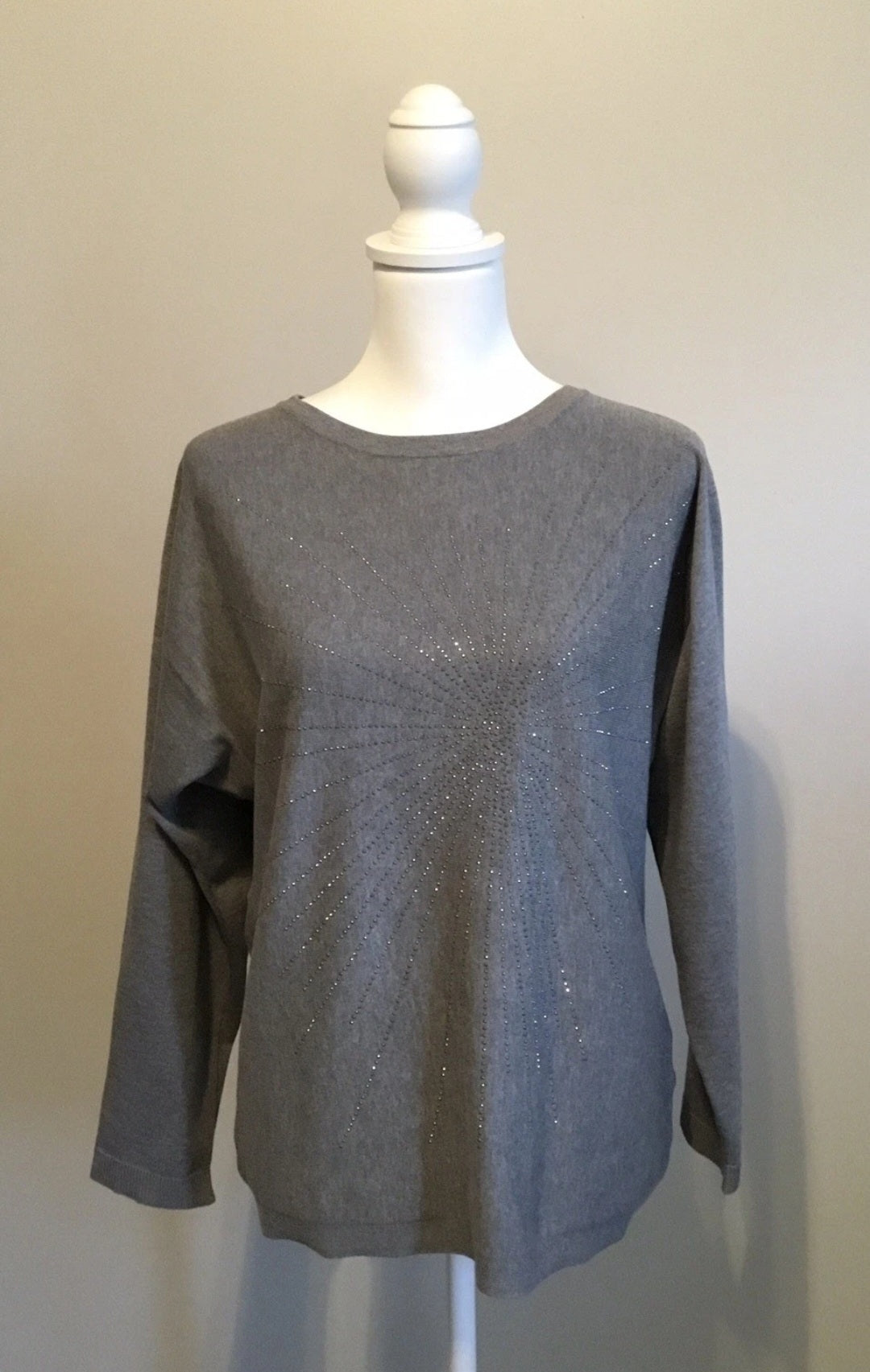 Cocobleu Womens Gray Beaded Top Sz Medium
