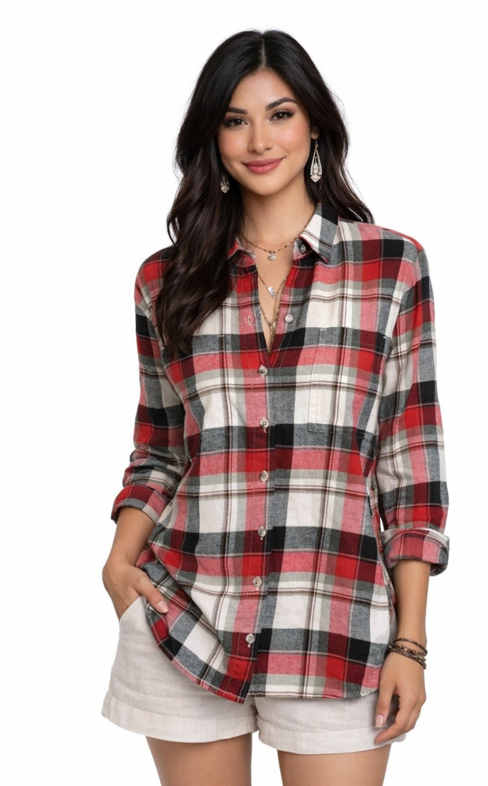 Old Navy sz XS Red Plaid Shirt