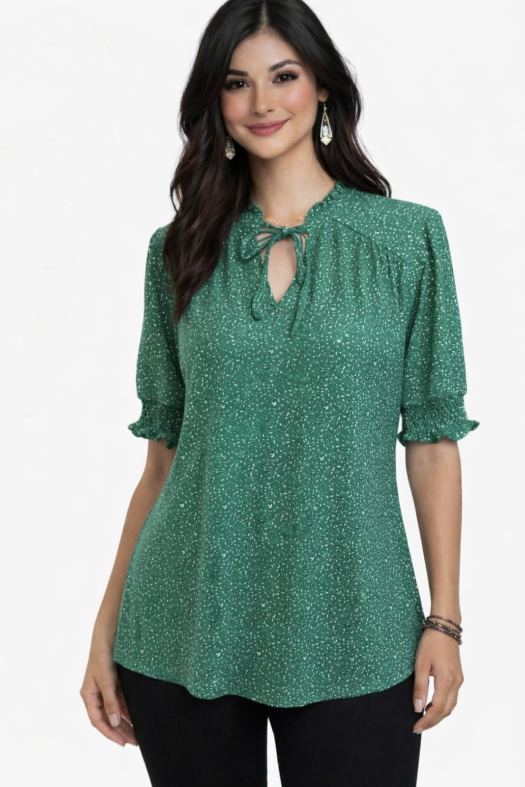 Adrianna Papell Green Blouse Sz Medium