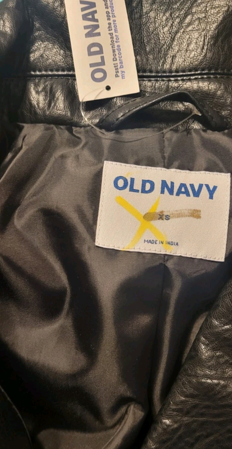 Old Navy Faux Leather Jacket XS Black