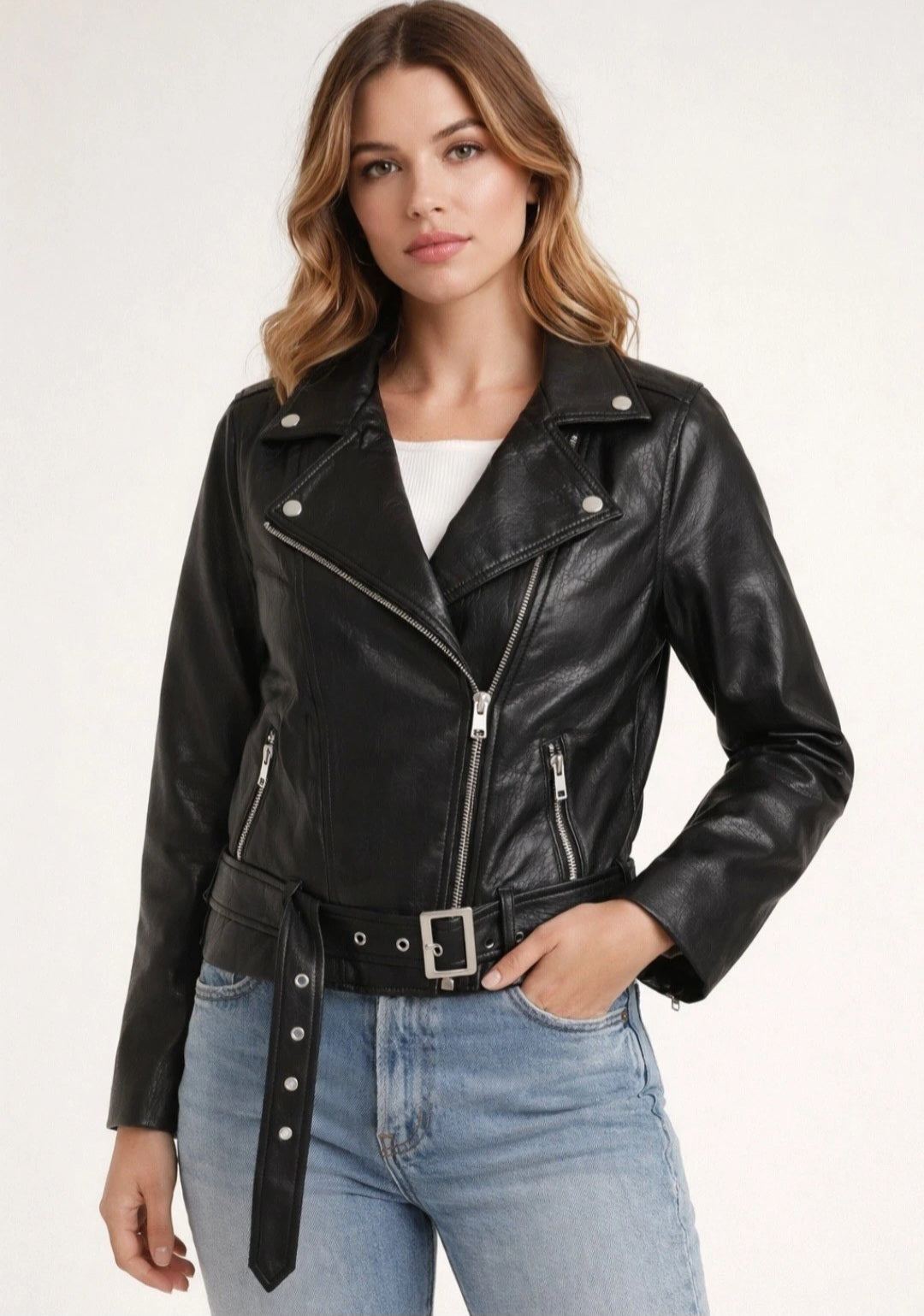 Old Navy Faux Leather Jacket XS Black