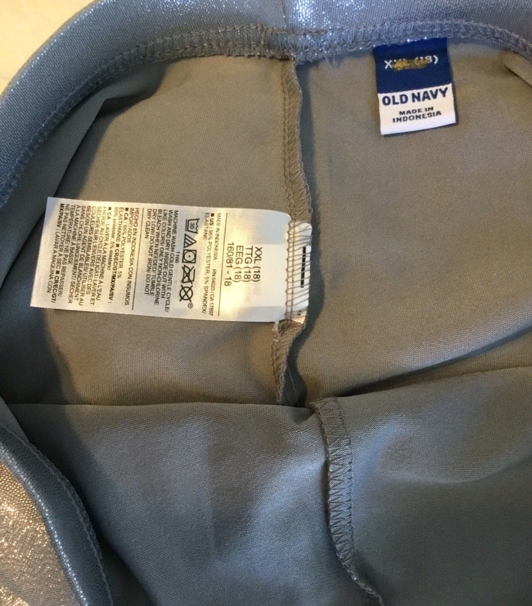 Old Navy Sz XXL 18 Girls Silver Metallic Leggings