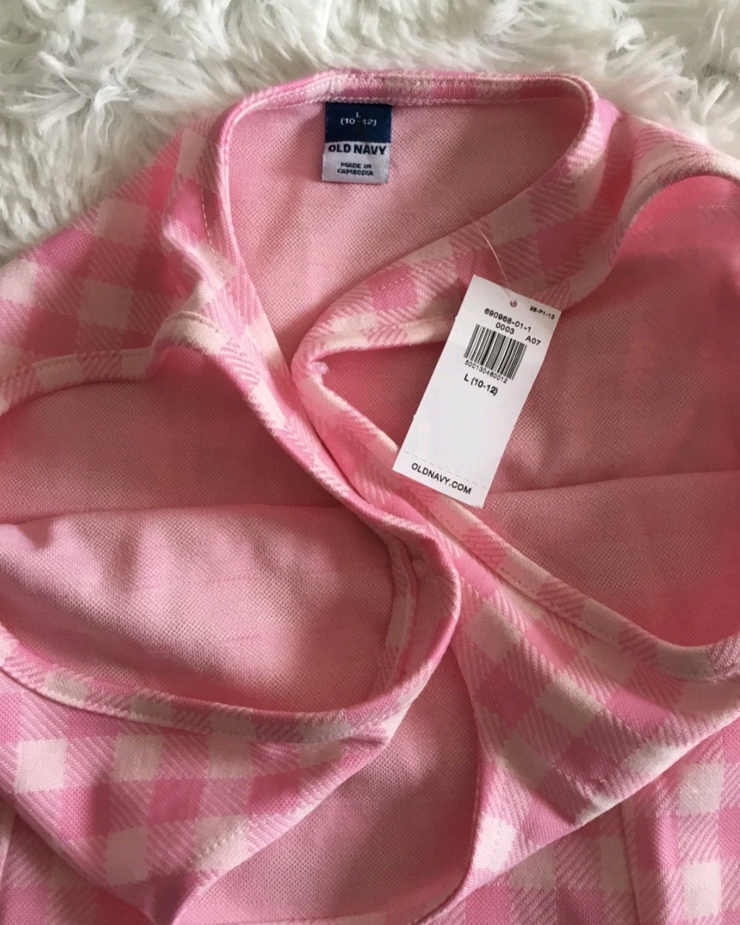 Old Navy Girls Sz 10/12 Large Pink Gingham Dress