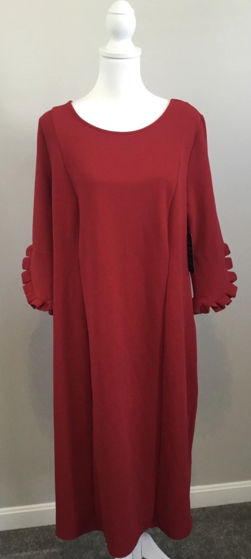Catherines Sz OX Midi Red Dress