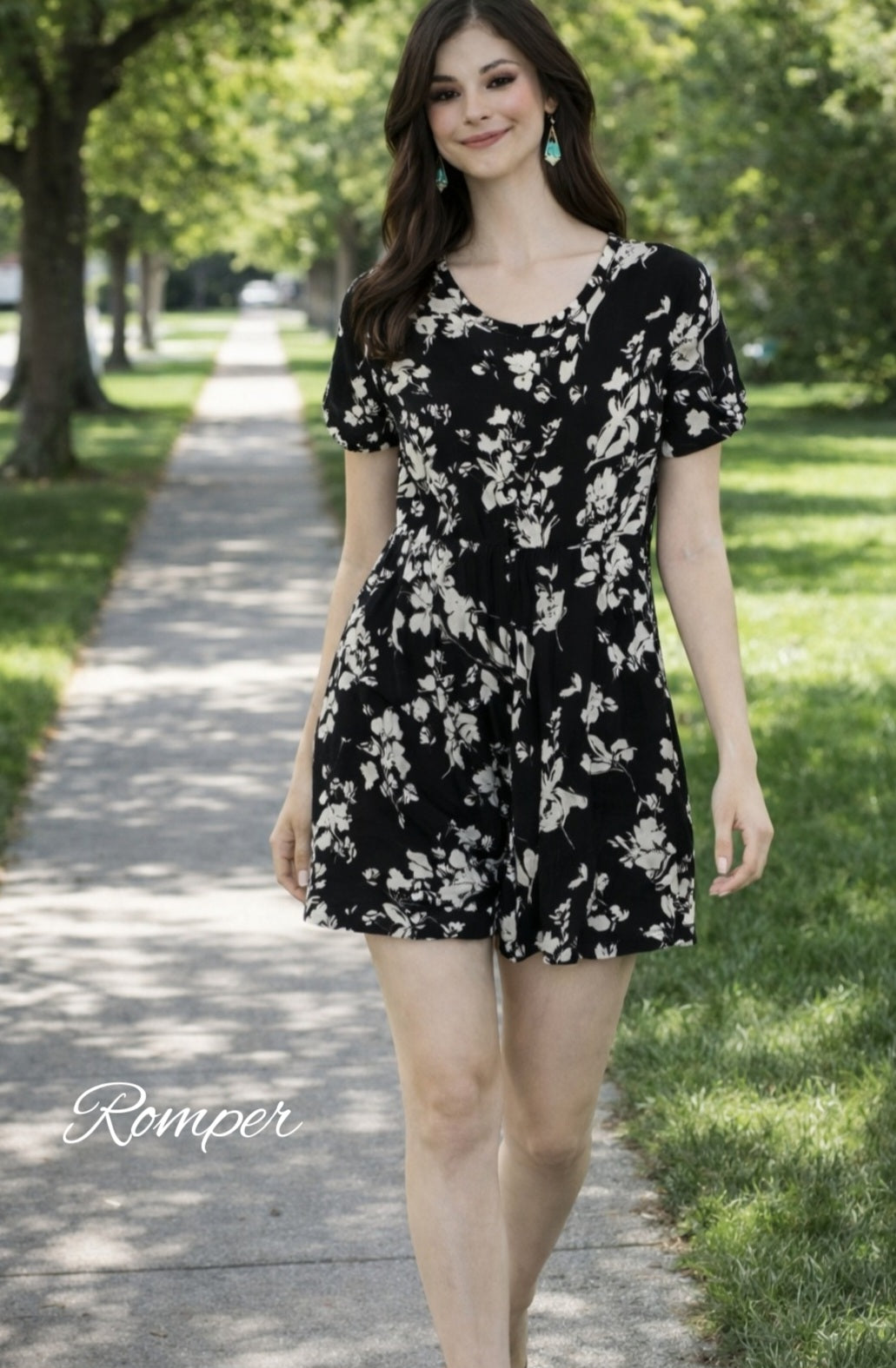 Davina Sz Small Romper Black Floral
