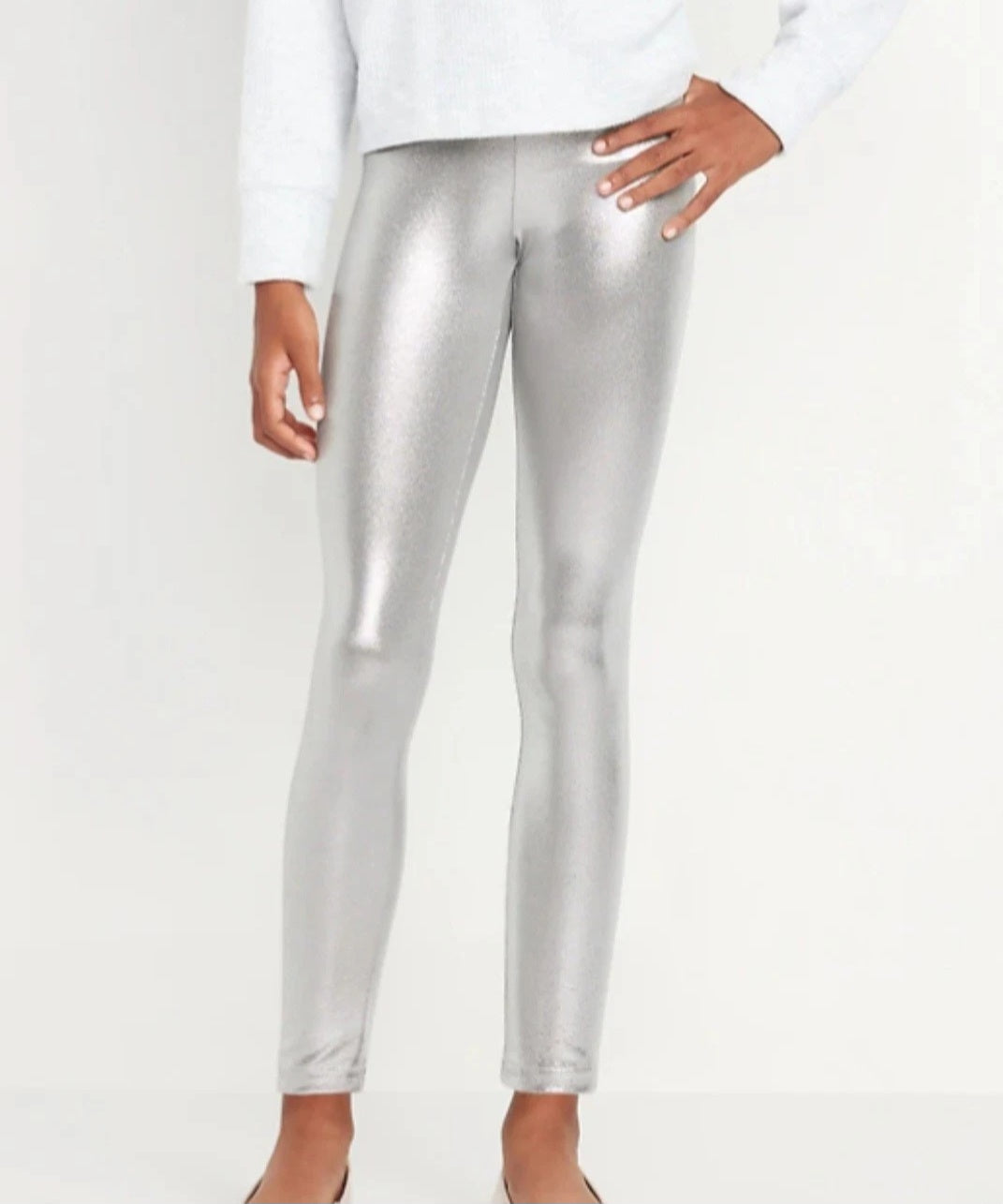 Old Navy Sz XXL 18 Girls Silver Metallic Leggings