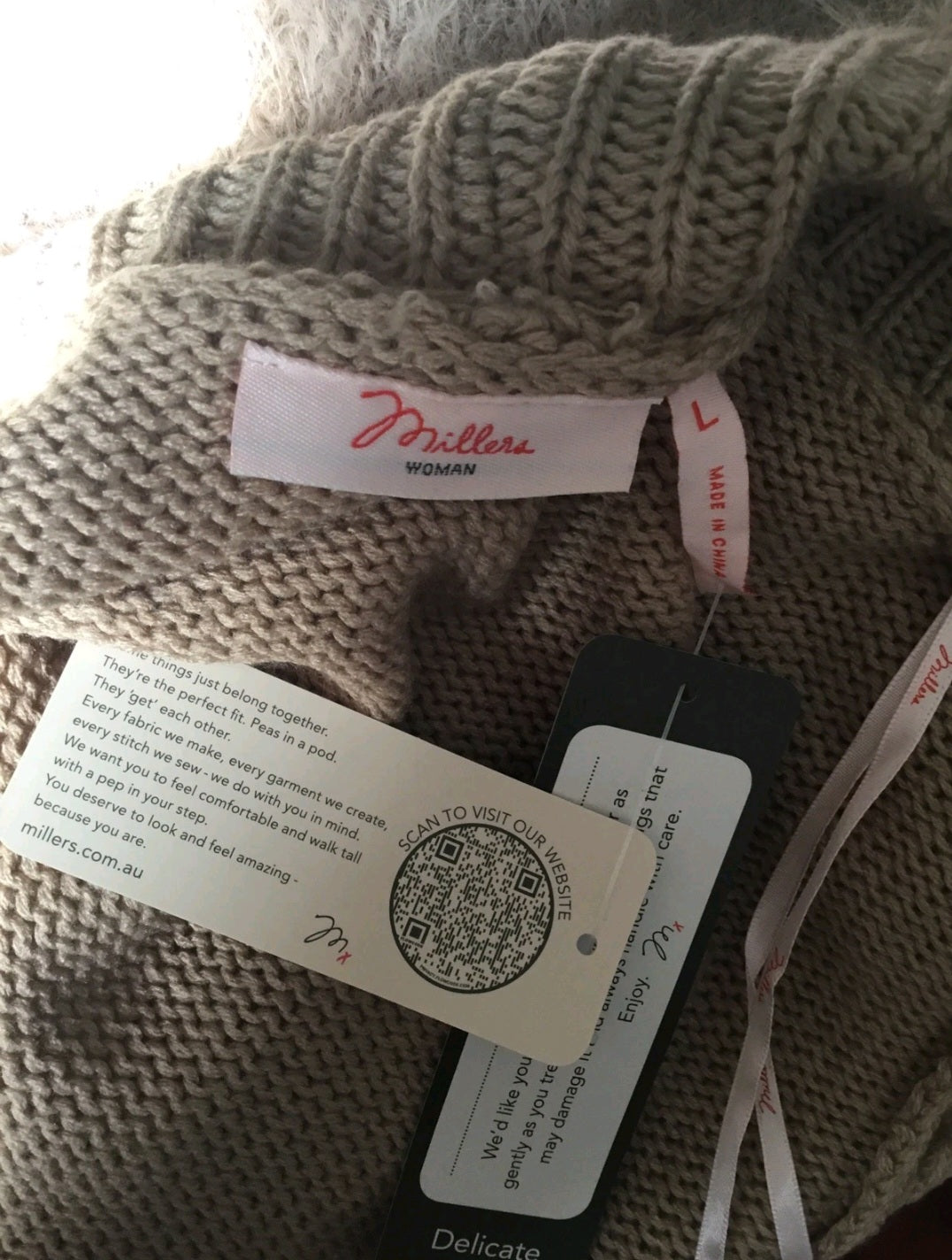 Faux Fur Brown Winter Cardigan Style Sweater Sz Large