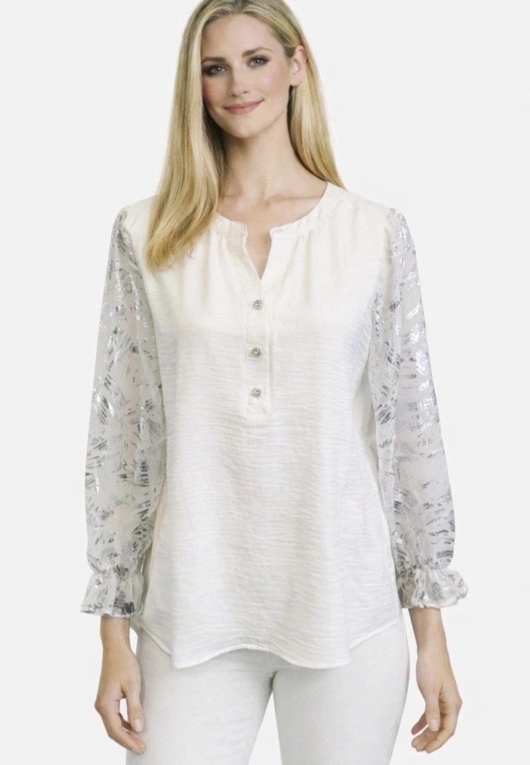 Adrienne Vittadini White Blouse sz Medium
