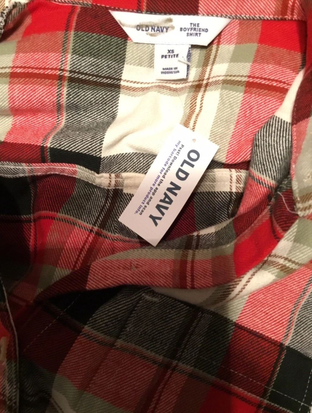 Old Navy sz XS Red Plaid Shirt