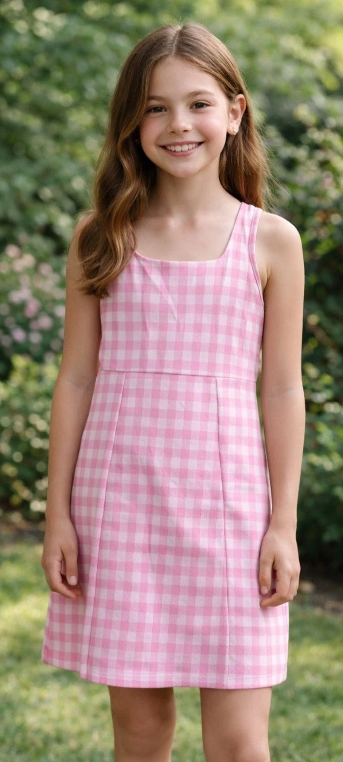 Old Navy Girls Sz 10/12 Large Pink Gingham Dress