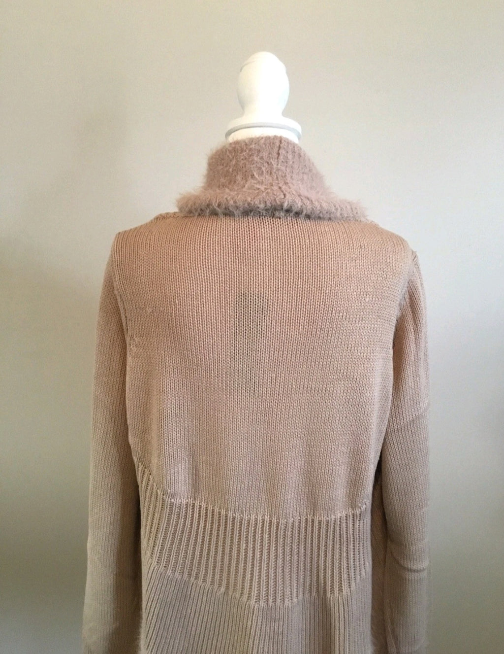 Faux Fur Brown Winter Cardigan Style Sweater Sz Large